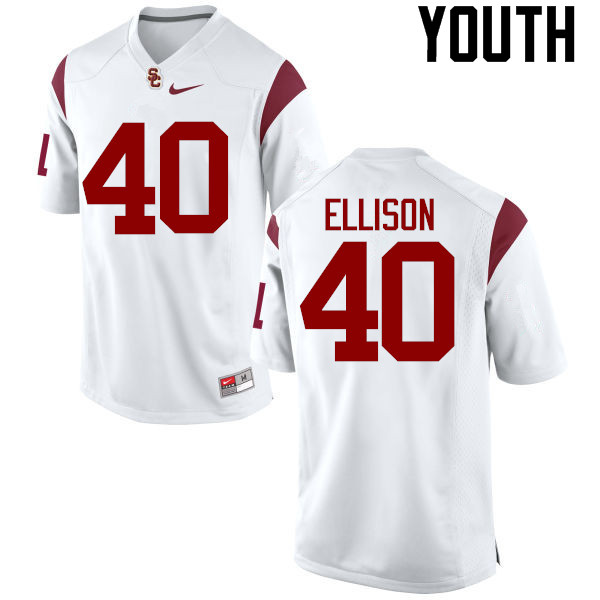 Youth #40 Rhett Ellison USC Trojans College Football Jerseys-White - Click Image to Close